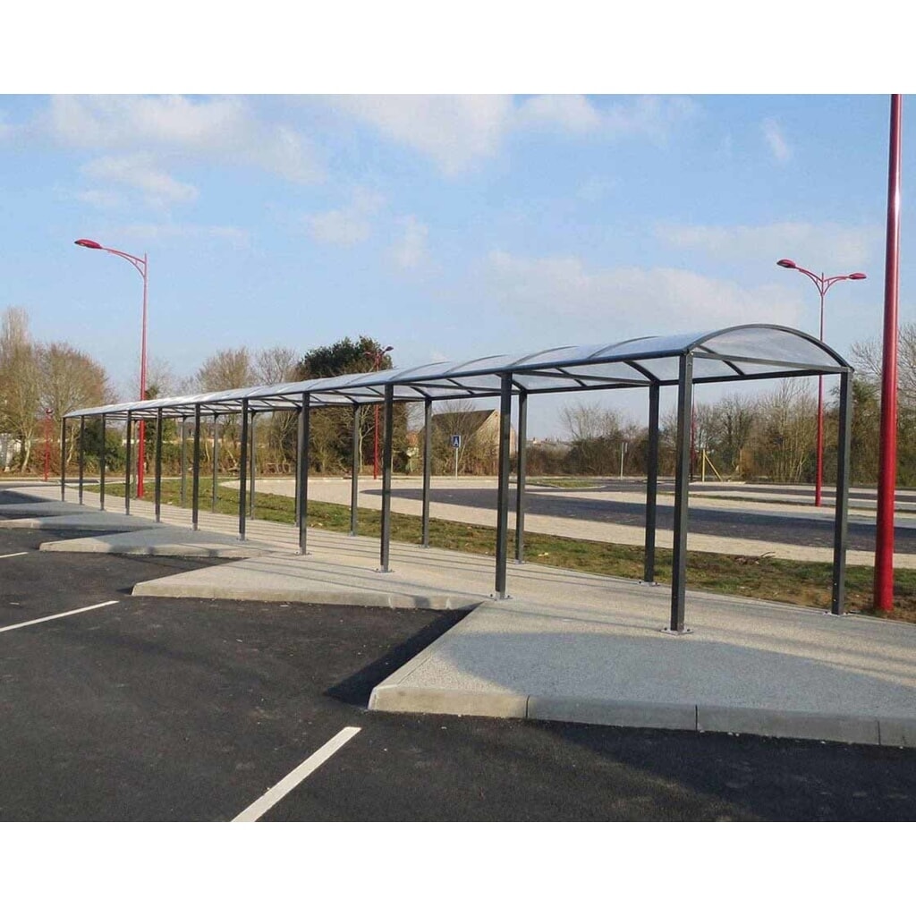 PROCITY® Fahrradüberdachung All-In-One, M, Grundmodell mit Rückwand und Seitenverkleidungen aus Polycarbonat, feste Pfosten, anthrazit Produktabbildung Nr. 2: PROCITY® Fahrradüberdachung All-In-One, M, Grundmodell mit Rückwand und Seitenverkleidungen aus Polycarbonat, feste Pfosten, anthrazit