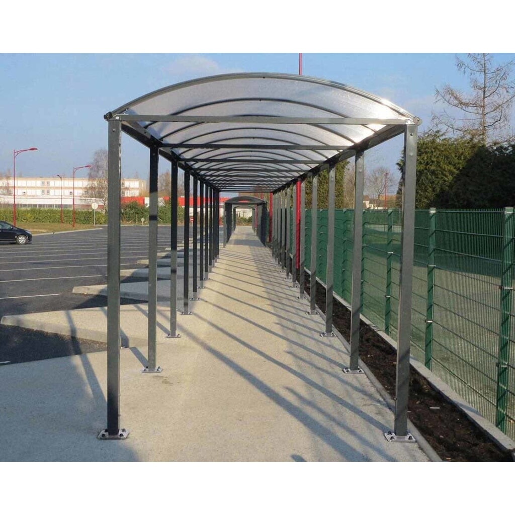 Produktabbildung Nr. 3: PROCITY® Fahrradüberdachung All-In-One, M, Grundmodell mit Rückwand und Seitenverkleidungen aus Polycarbonat, feste Pfosten, anthrazit