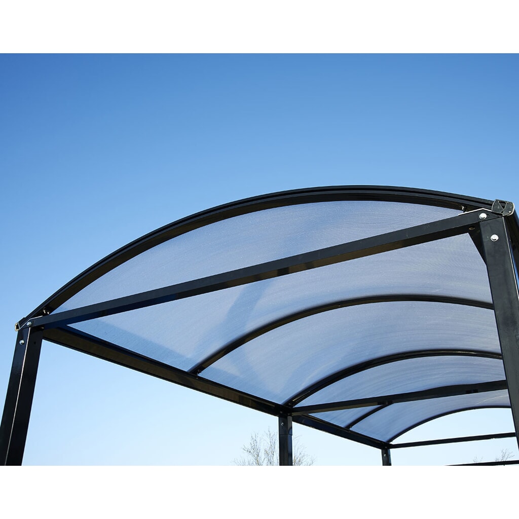 PROCITY® Fahrradüberdachung All-In-One, M, Grundmodell mit Rückwand und Seitenverkleidungen aus Polycarbonat, feste Pfosten, anthrazit Produktabbildung Nr. 4: PROCITY® Fahrradüberdachung All-In-One, M, Grundmodell mit Rückwand und Seitenverkleidungen aus Polycarbonat, feste Pfosten, anthrazit