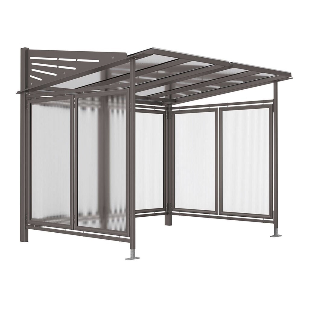 Produktabbildung: PROCITY® Fahrradüberdachung Convi® All-In-One, Grundmodell, mit Rückwand und Seitenverkleidungen, anthrazit