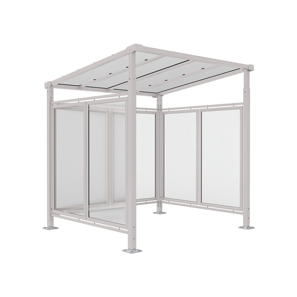 Produktabbildung: PROCITY® Fahrradüberdachung Milano, All-In-One, Grundmodell, mit Rückwand und Seitenverkleidungen, grau