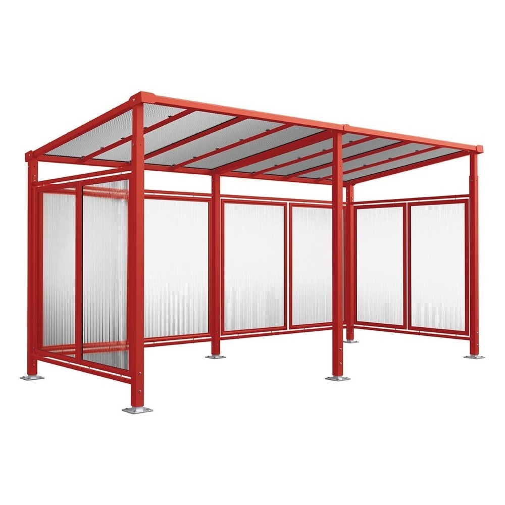 Produktabbildung: PROCITY® Fahrradüberdachung Milano, All-In-One, Grundmodell und Erweiterung, Rückwand und Seitenverkleidungen, purpurrot