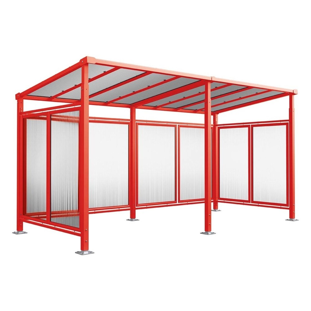 Produktabbildung: PROCITY® Fahrradüberdachung Milano, All-In-One, Grundmodell und Erweiterung, Rückwand und Seitenverkleidungen, verkehrsrot