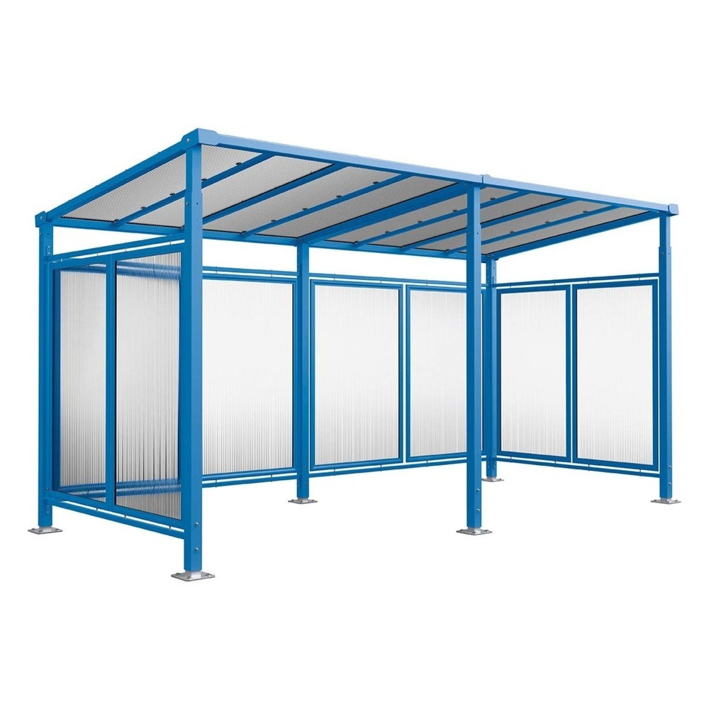 Produktabbildung: PROCITY® Fahrradüberdachung Milano, All-In-One, Grundmodell und Erweiterung, Rückwand und Seitenverkleidungen, blau