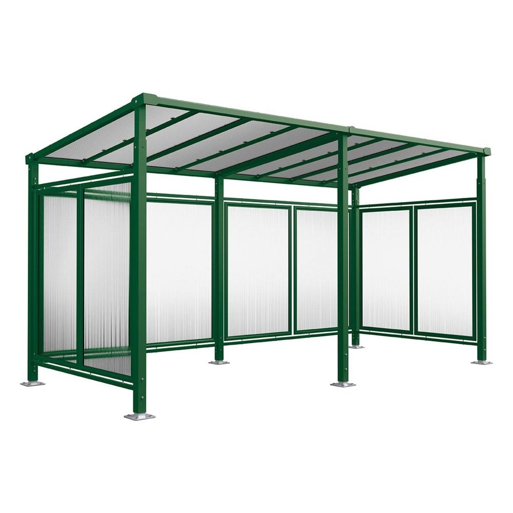 Produktabbildung: PROCITY® Fahrradüberdachung Milano, All-In-One, Grundmodell und Erweiterung, Rückwand und Seitenverkleidungen, grün