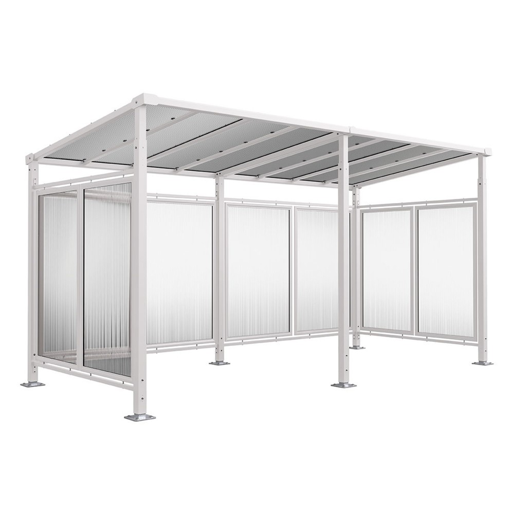 Produktabbildung: PROCITY® Fahrradüberdachung Milano, All-In-One, Grundmodell und Erweiterung, Rückwand und Seitenverkleidungen, grau