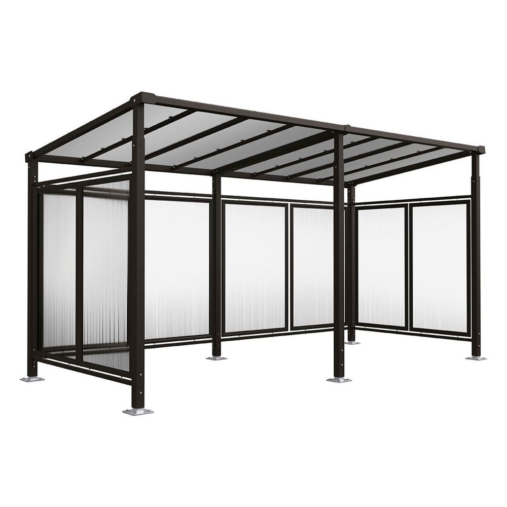 Produktabbildung: PROCITY® Fahrradüberdachung Milano, All-In-One, Grundmodell und Erweiterung, Rückwand und Seitenverkleidungen, schwarz