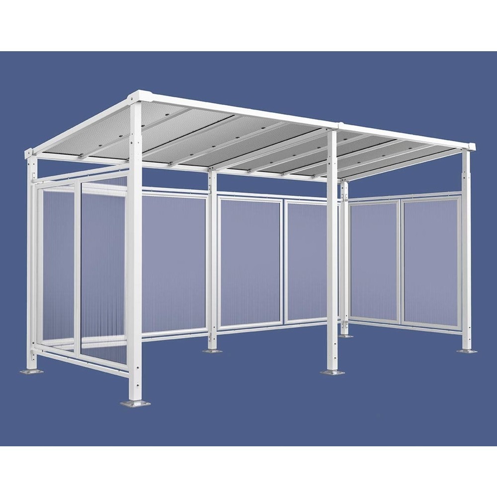 Produktabbildung: PROCITY® Fahrradüberdachung Milano, All-In-One, Grundmodell und Erweiterung, Rückwand und Seitenverkleidungen, weiß