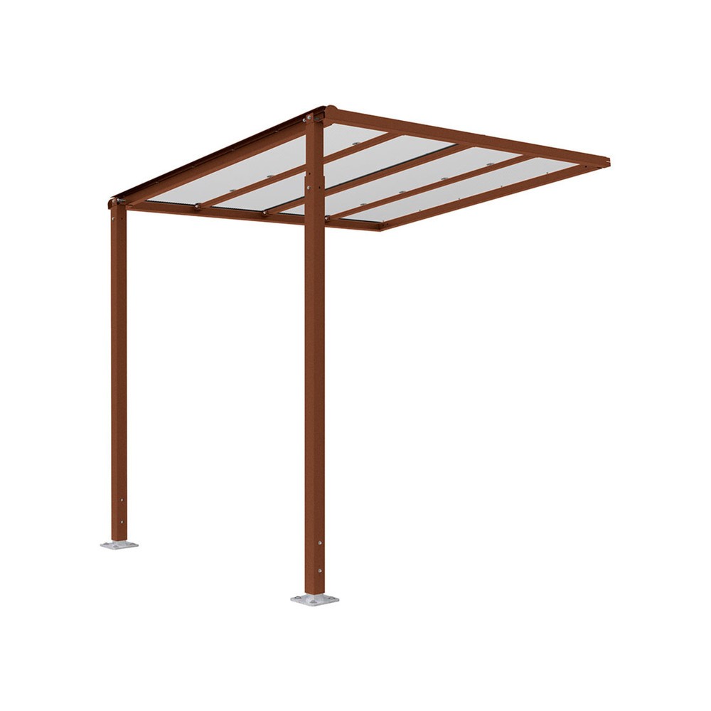 Produktabbildung: PROCITY® Fahrradüberdachung Milano, Erweiterung, ohne Verkleidungen, Rost Corten Effekt