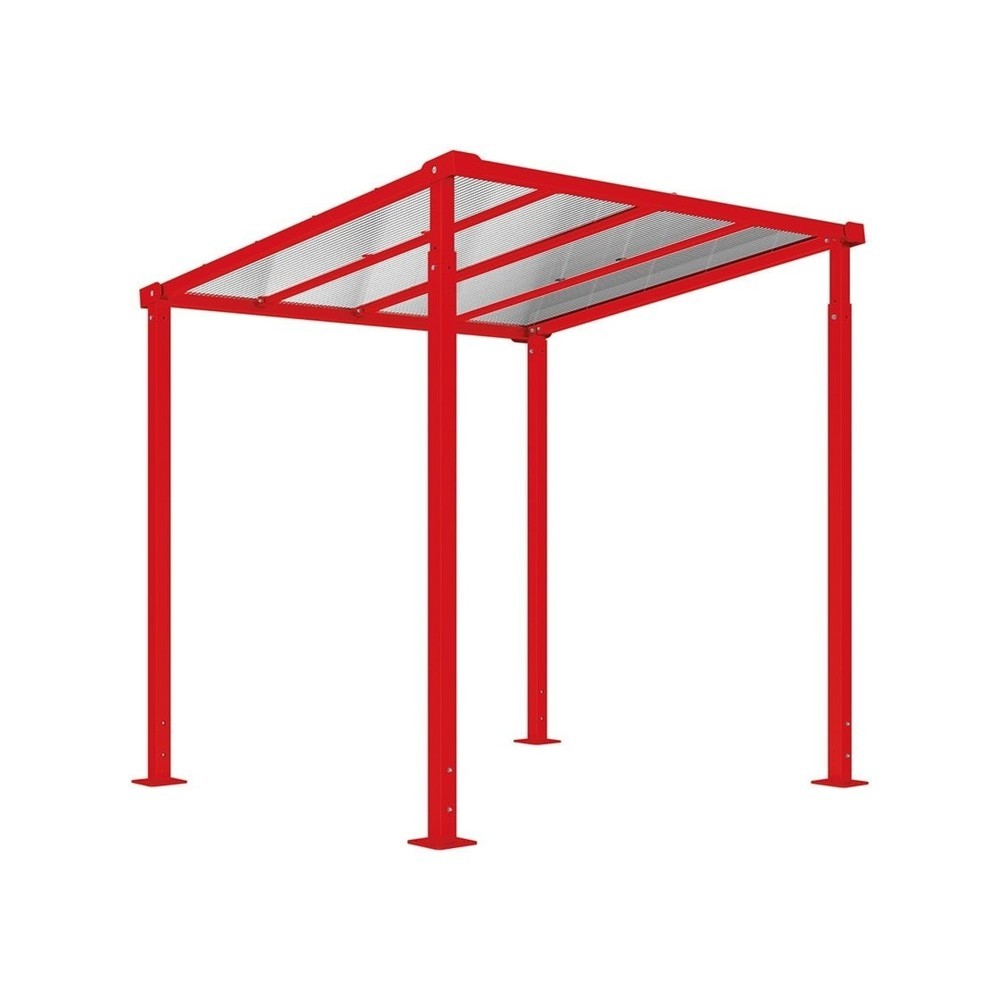 Produktabbildung: PROCITY® Fahrradüberdachung Milano, Grundmodell, ohne Verkleidungen, verkehrsrot