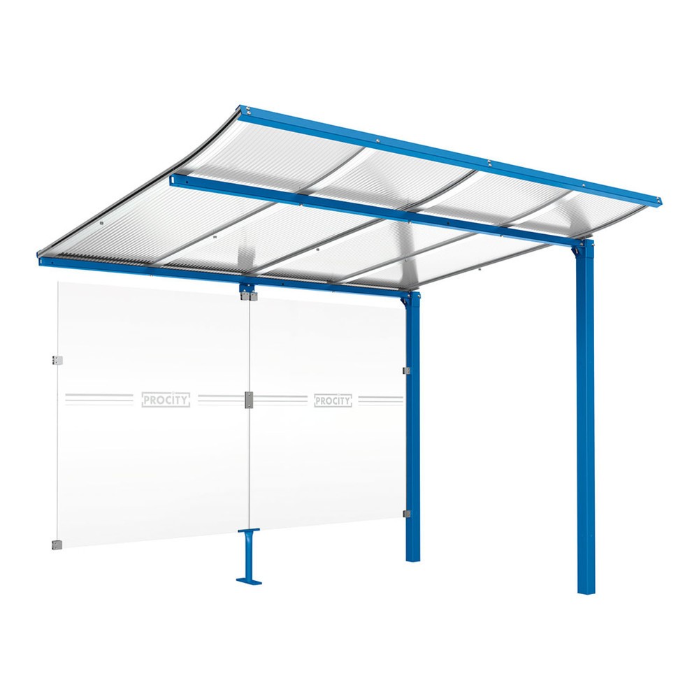 Produktabbildung Nr. 1: PROCITY® Fahrradüberdachung Modulo, All-In-One, Erweiterung, mit Rückwand, blau