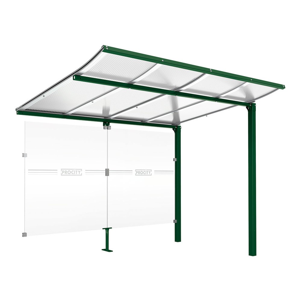 Produktabbildung Nr. 1: PROCITY® Fahrradüberdachung Modulo, All-In-One, Erweiterung, mit Rückwand, grün