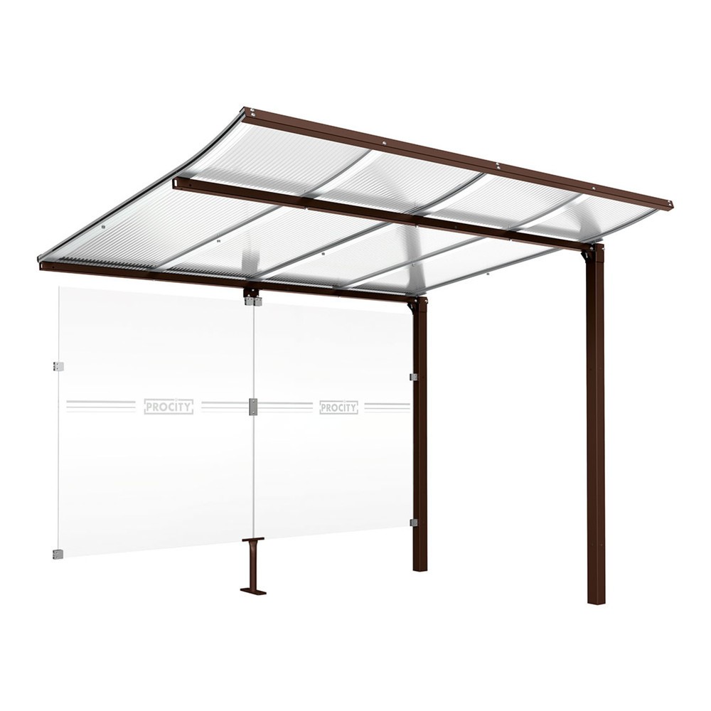 Produktabbildung Nr. 1: PROCITY® Fahrradüberdachung Modulo, All-In-One, Erweiterung, mit Rückwand, braun