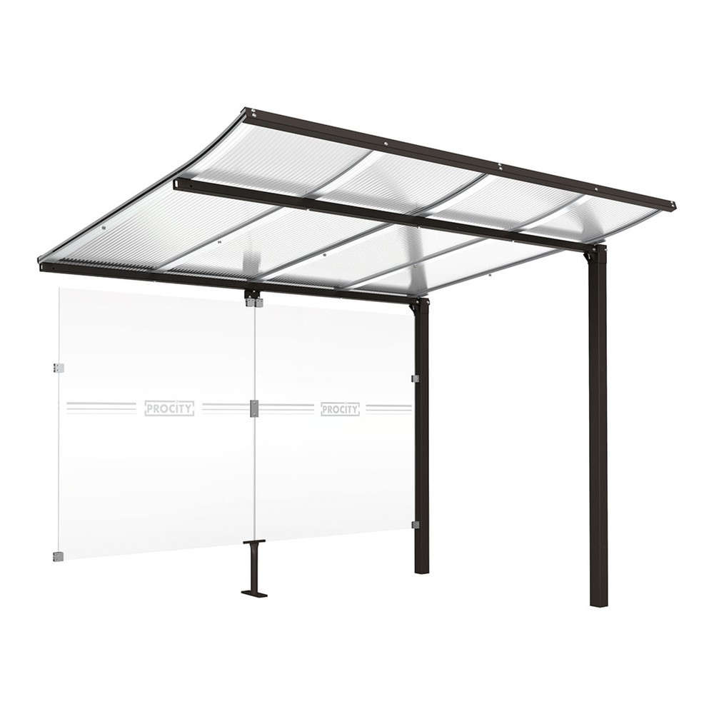 Produktabbildung Nr. 1: PROCITY® Fahrradüberdachung Modulo, All-In-One, Erweiterung, mit Rückwand, schwarz