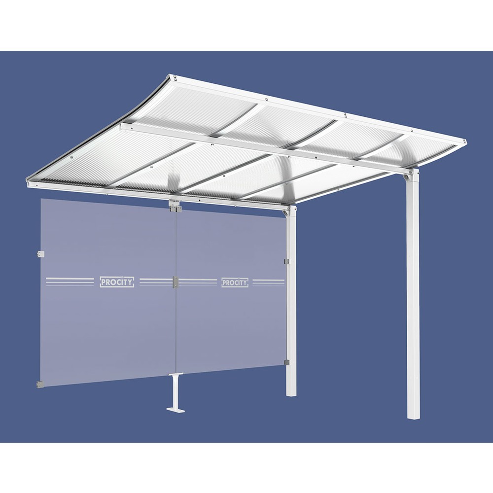 Produktabbildung Nr. 1: PROCITY® Fahrradüberdachung Modulo, All-In-One, Erweiterung, mit Rückwand, weiß