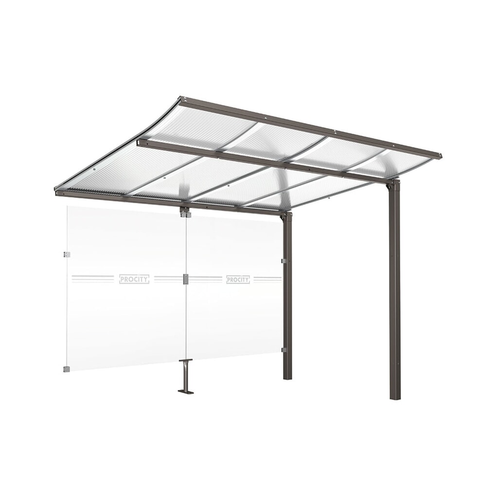 PROCITY® Fahrradüberdachung Modulo, All-In-One, Anbaueinheit, mit Rückwand, anthrazit Produktabbildung: PROCITY® Fahrradüberdachung Modulo, All-In-One, Anbaueinheit, mit Rückwand, anthrazit