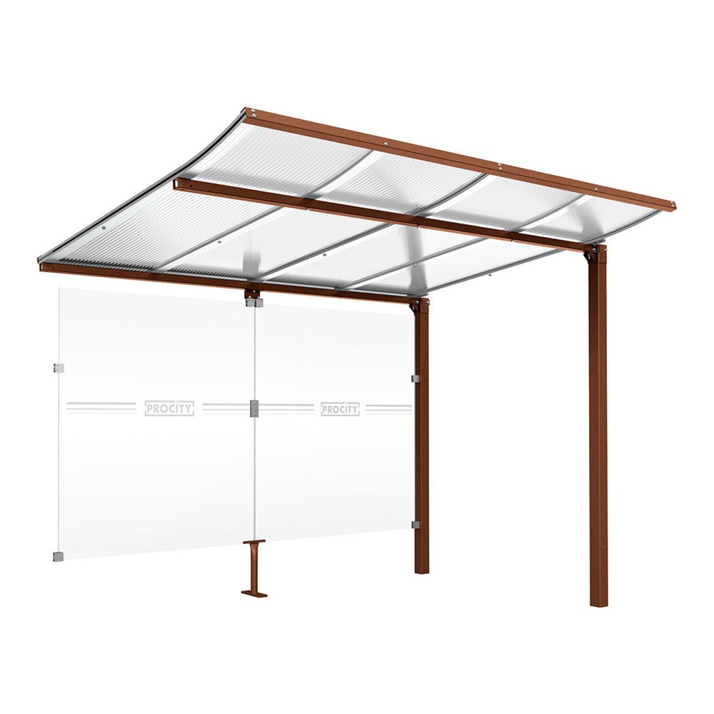 Produktabbildung Nr. 1: PROCITY® Fahrradüberdachung Modulo, All-In-One, Erweiterung, mit Rückwand, Rost Corten Effekt