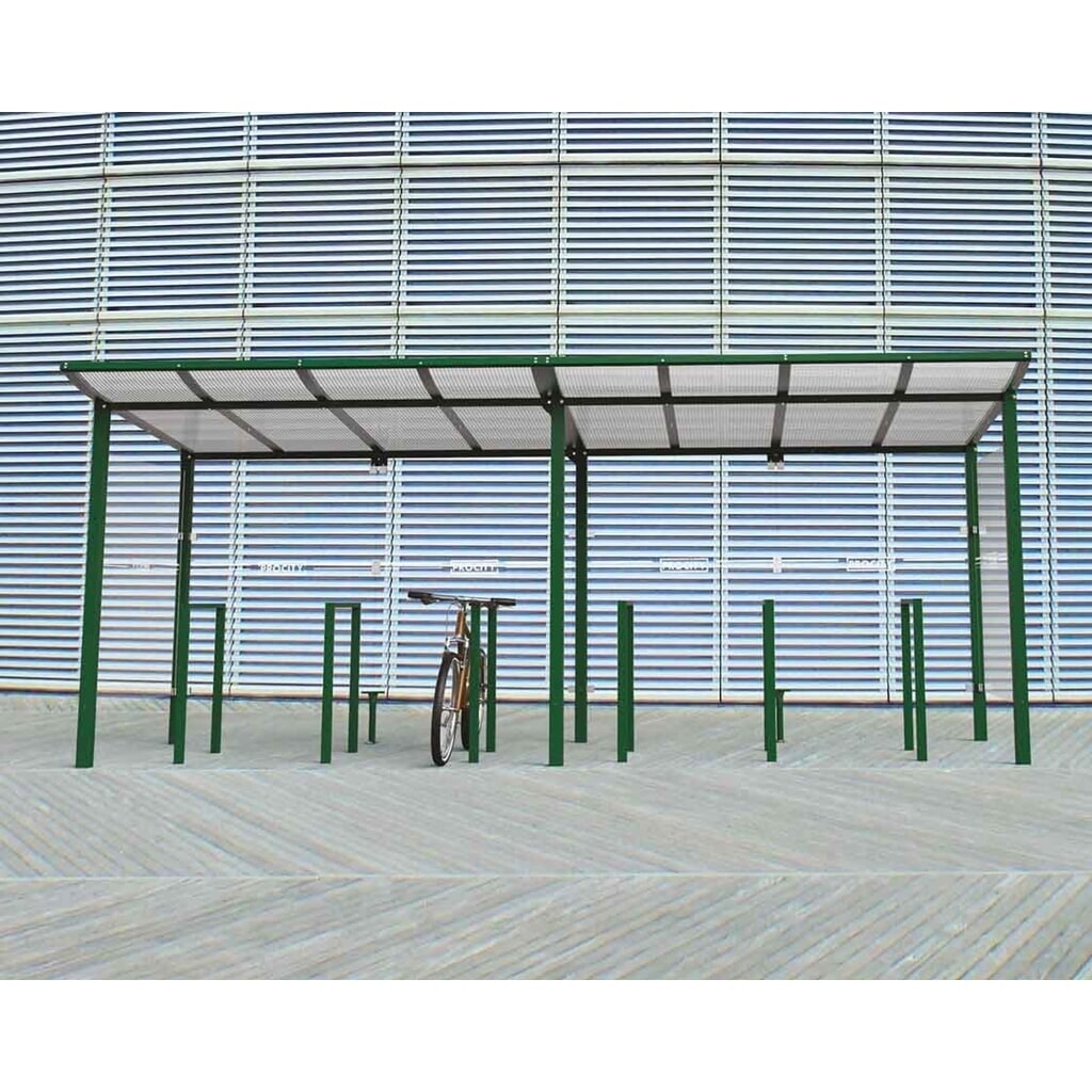 PROCITY® Fahrradüberdachung Modulo, All-In-One, Grundmodell und Erweiterung, mit Rückwand und Seitenverkleidungen aus Glas, anthrazit Produktabbildung: PROCITY® Fahrradüberdachung Modulo, All-In-One, Grundmodell und Erweiterung, mit Rückwand und Seitenverkleidungen aus Glas, anthrazit