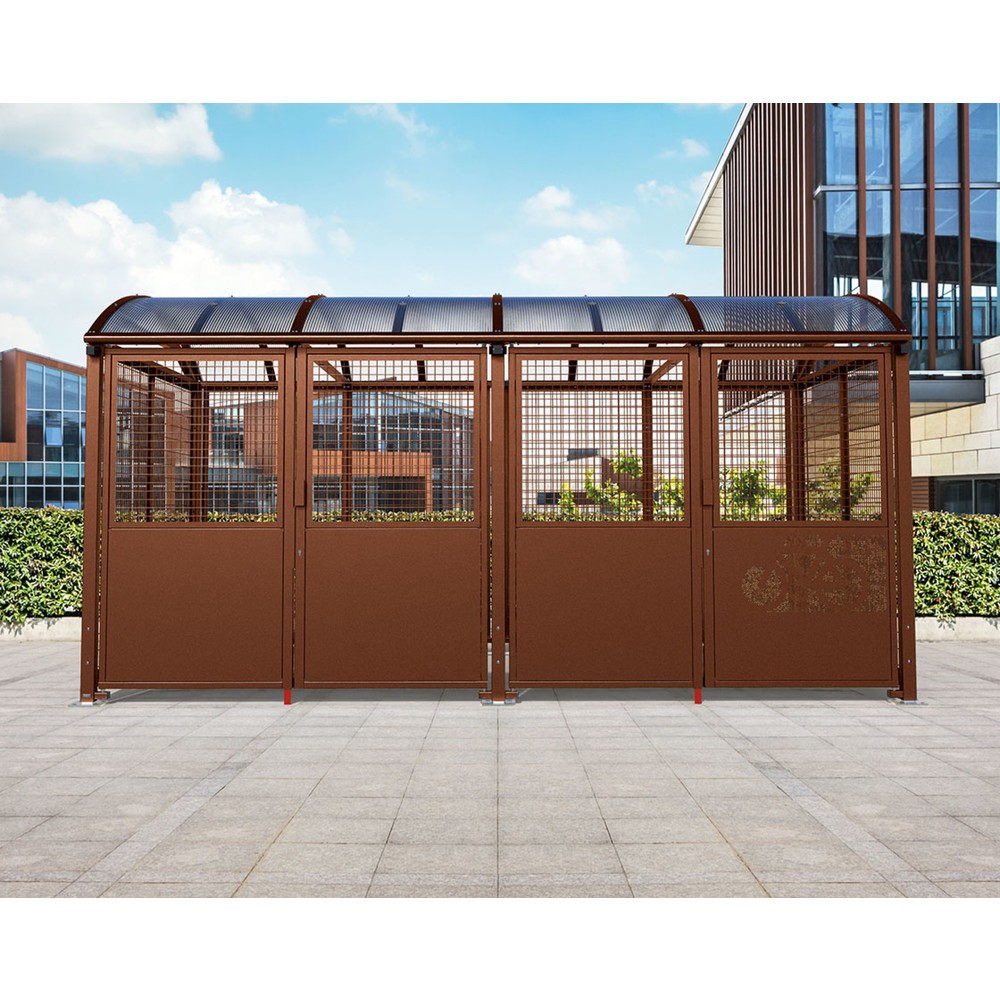 Produktabbildung Nr. 4: PROCITY® Fahrradunterstand L, Grundmodell, mit Verkleidungen und Tür mit Zyllinderschloss, Stahlgitter beschichtet, anthrazit