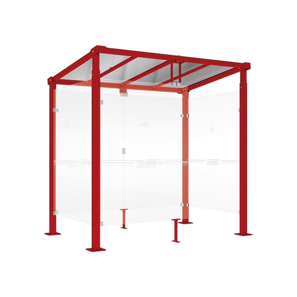 Produktabbildung: PROCITY® Raucherunterstand Milano, BxT 2.520 x 1.560 mm, purpurrot