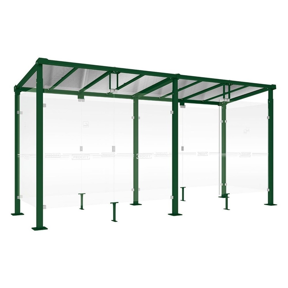 Produktabbildung: PROCITY® Raucherunterstand Milano, BxT 5.040 x 1.560 mm, moosgrün