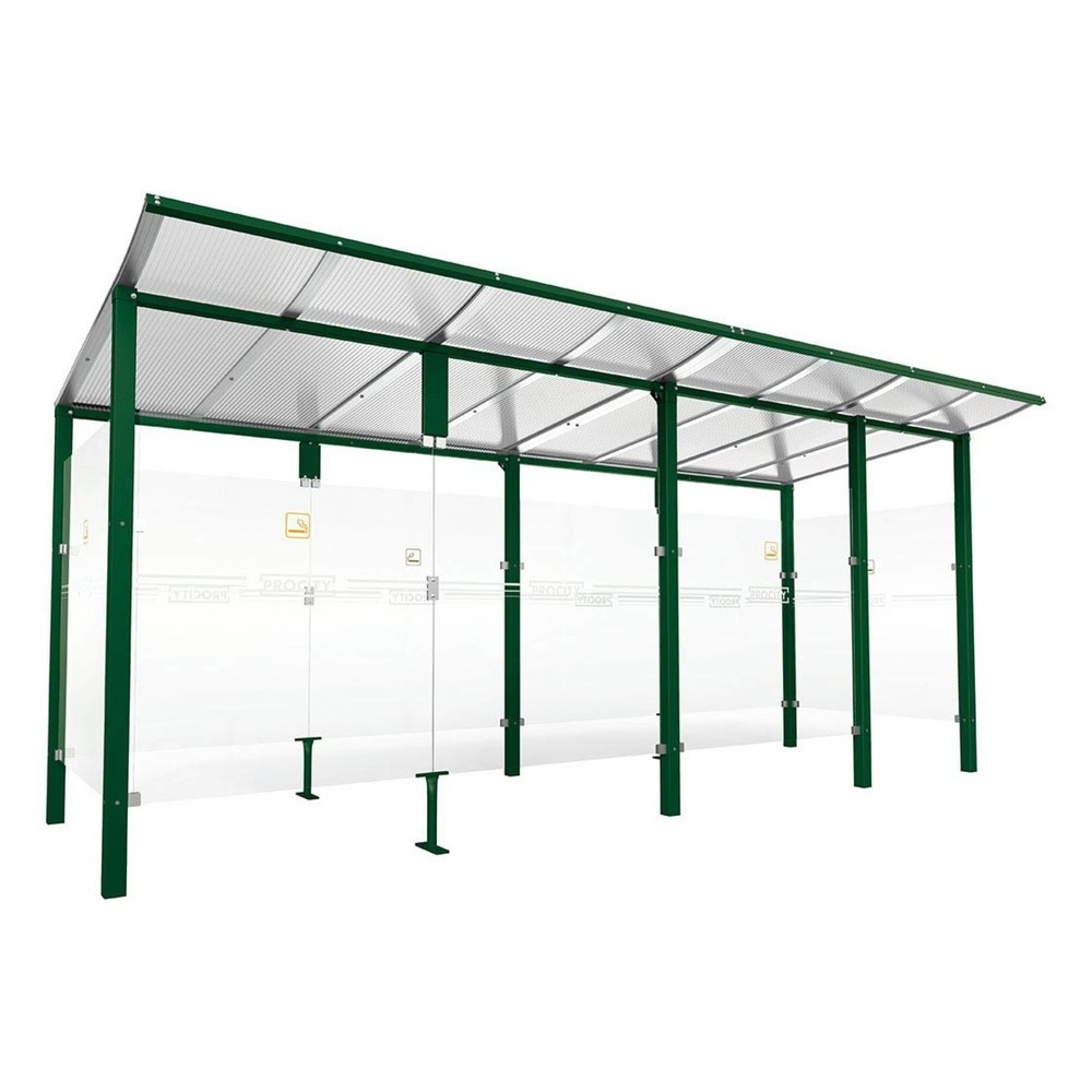 Produktabbildung: PROCITY® Raucherunterstand Modulo, mit Frontverkleidung, BxT 5.020 x 1.990 mm, moosgrün