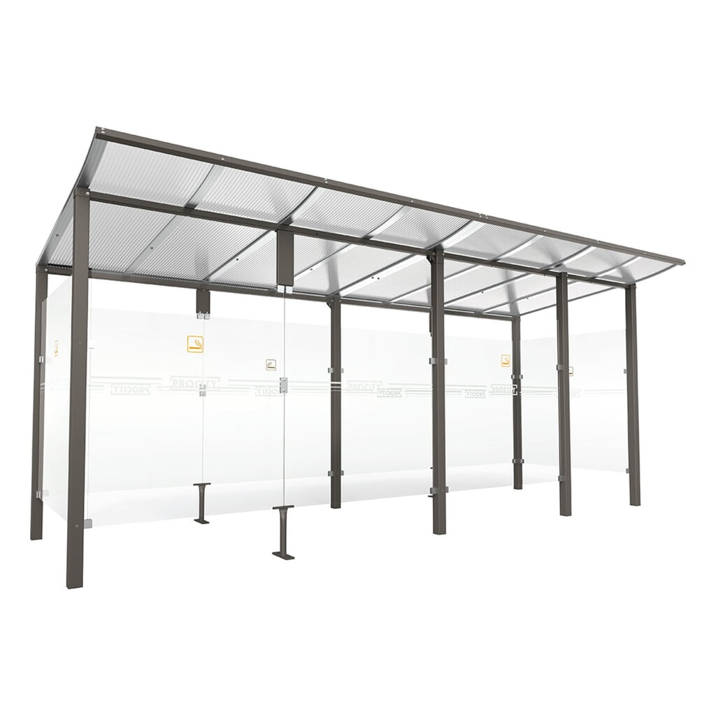 Produktabbildung: PROCITY® Raucherunterstand Modulo, mit Frontverkleidung, BxT 5.020 x 1.990 mm, anthrazit
