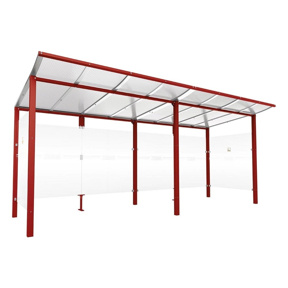 Produktabbildung: PROCITY® Raucherunterstand Modulo, ohne Frontverkleidung, BxT 5.020 x 1.990 mm, purpurrot