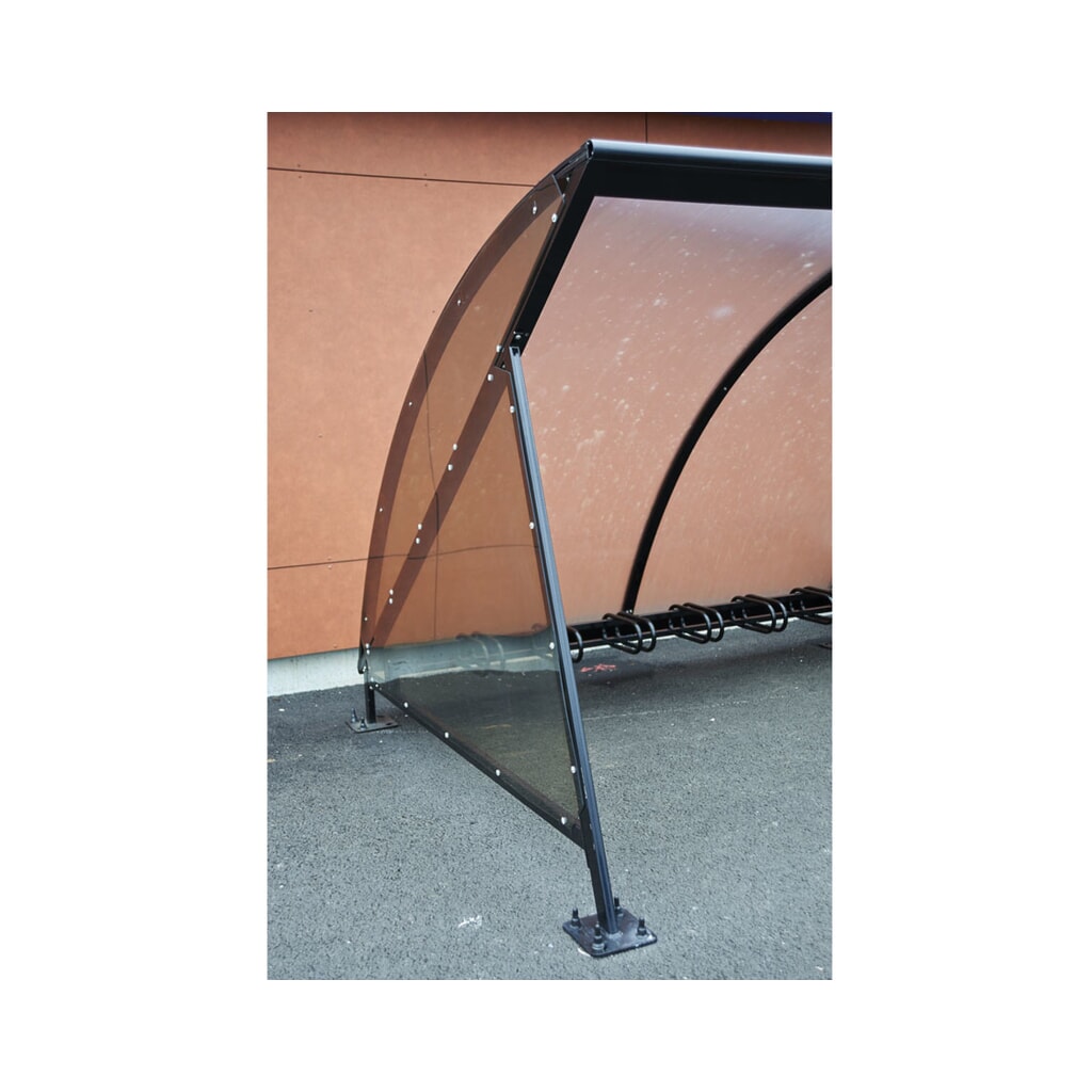 Produktabbildung Nr. 5: PROCITY® Halbmond-Überdachung, Grundmodell, mit getönten Verkleidungen, Fahrradständer 6 Plätze, anthrazit