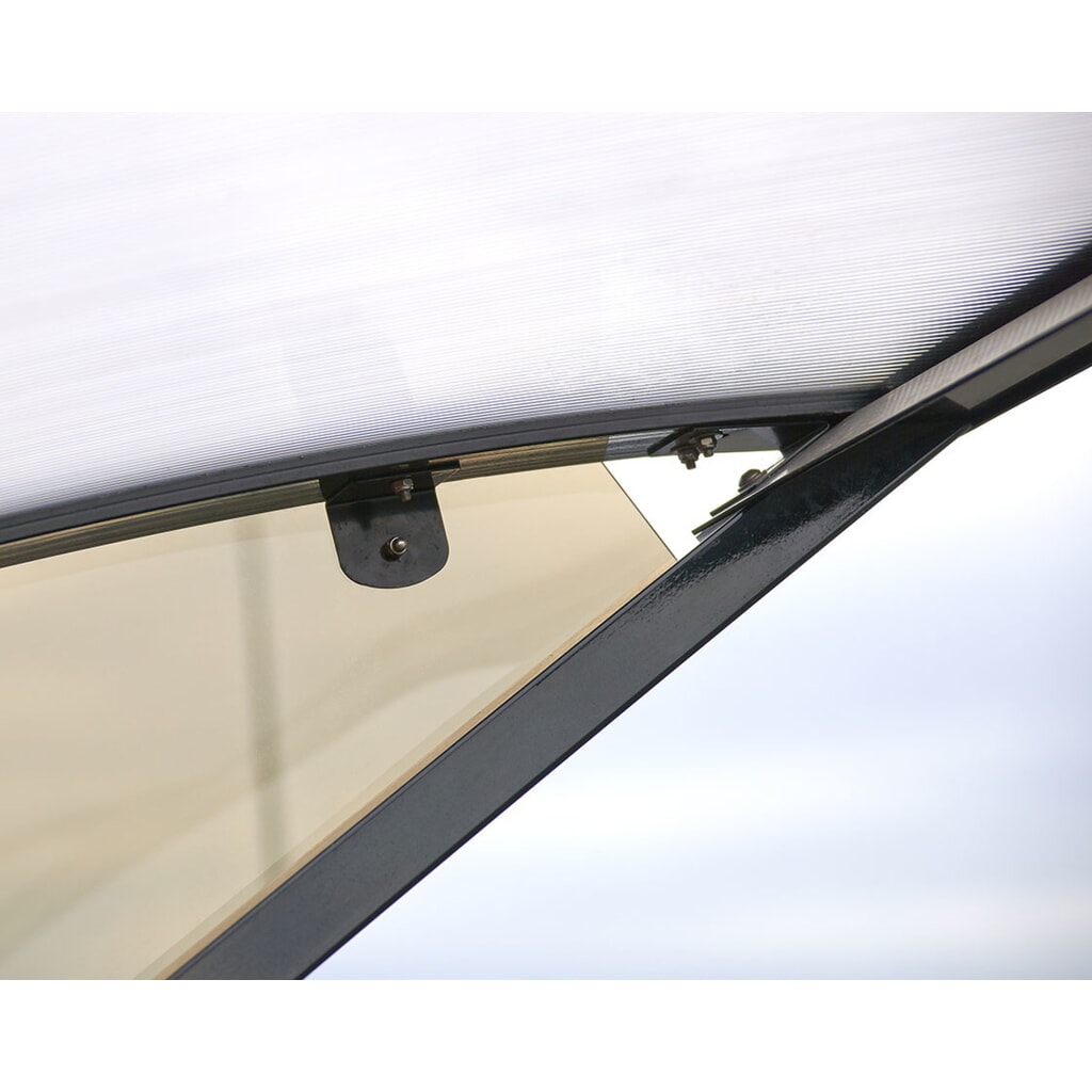 Produktabbildung Nr. 7: PROCITY® Halbmond-Überdachung, Anbaueinheit, mit getönten Verkleidungen, Fahrradständer 6 Plätze, anthrazit
