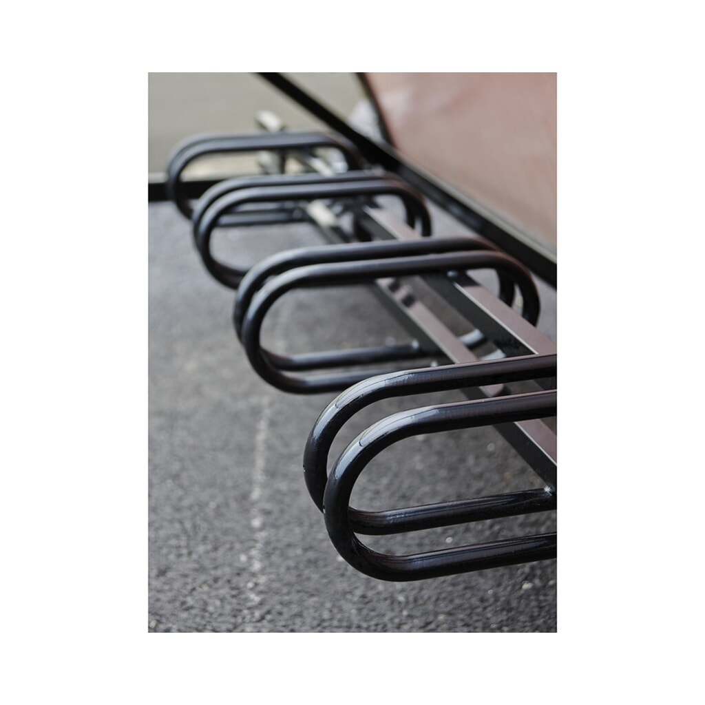 Produktabbildung Nr. 8: PROCITY® Halbmond-Überdachung, Anbaueinheit, mit getönten Verkleidungen, Fahrradständer 6 Plätze, anthrazit