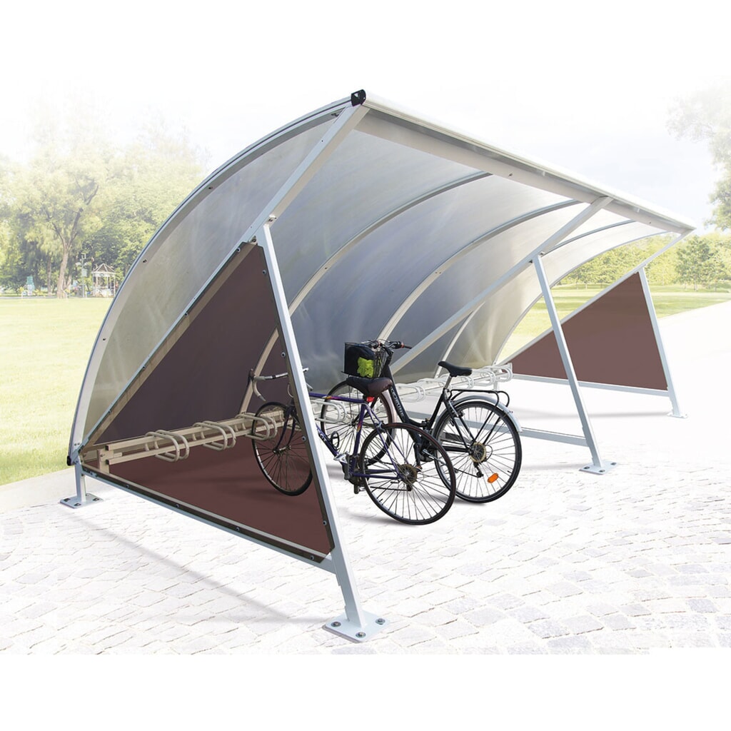Produktabbildung Nr. 11: PROCITY® Halbmond-Überdachung, Grundmodell, mit getönten Verkleidungen, Fahrradständer 6 Plätze, anthrazit