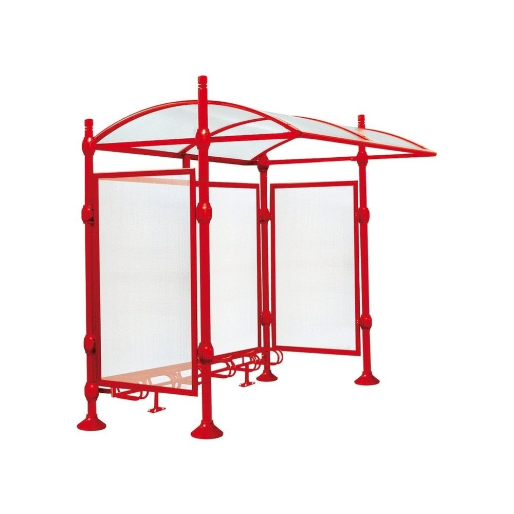 Produktabbildung: PROCITY® Überdachung Province City, All-In-One, Fahrradständer 6 Plätze, mit Rückwand und Seitenverkleidungen, verkehrsrot