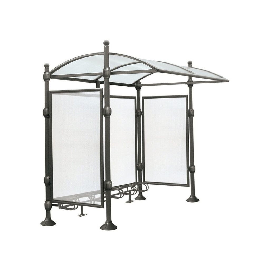 PROCITY® Überdachung Province Kugel, All-In-One, Fahrradständer 6 Plätze, mit Rückwand und Seitenverkleidungen, anthrazit Produktabbildung: PROCITY® Überdachung Province Kugel, All-In-One, Fahrradständer 6 Plätze, mit Rückwand und Seitenverkleidungen, anthrazit