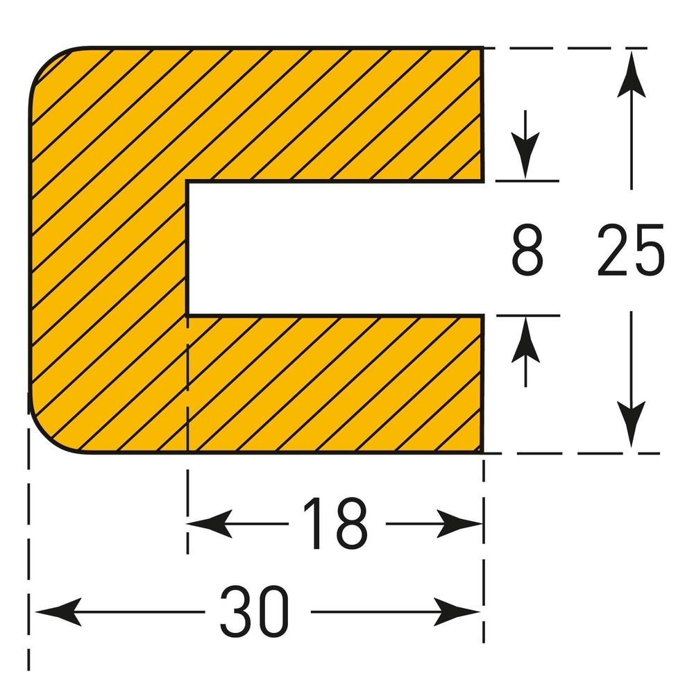 Product image no. 3: MORAVIA impact protector for edges, rectangular, slip-on, HxW 25 x 30 mm, length 1 m
