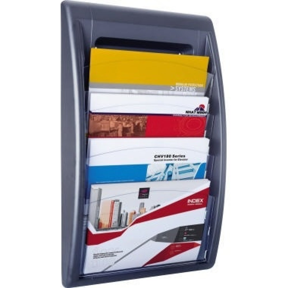 Produktabbildung: Paperflow Prospekthalter 4060.11 DIN A4 quer 4Fächer anthrazit