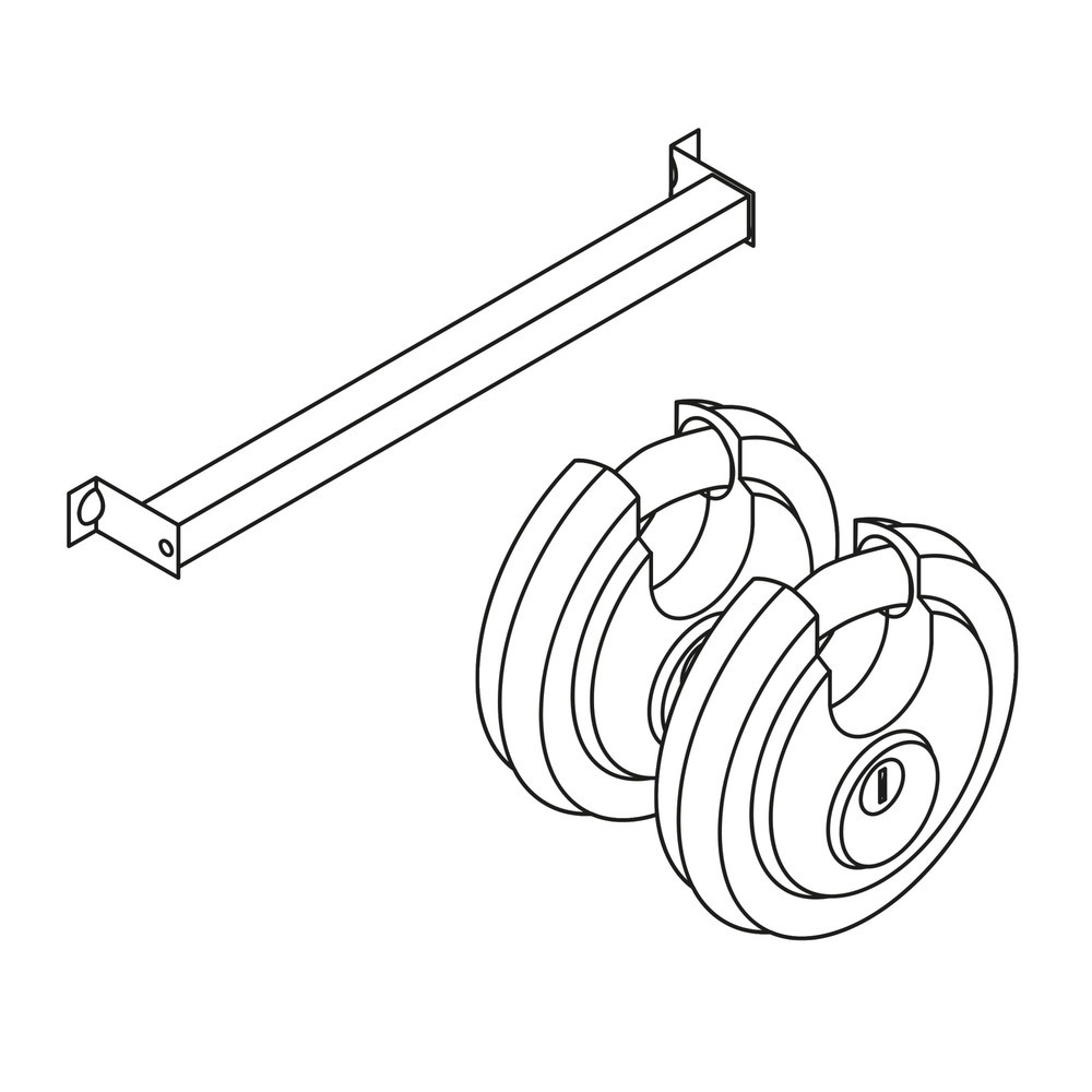 N° de l'image du produit 2 : Protection contre l'effraction avec verrou blindé galvanisé pour porte à double battant asymétrique 1,84 m IC / STI