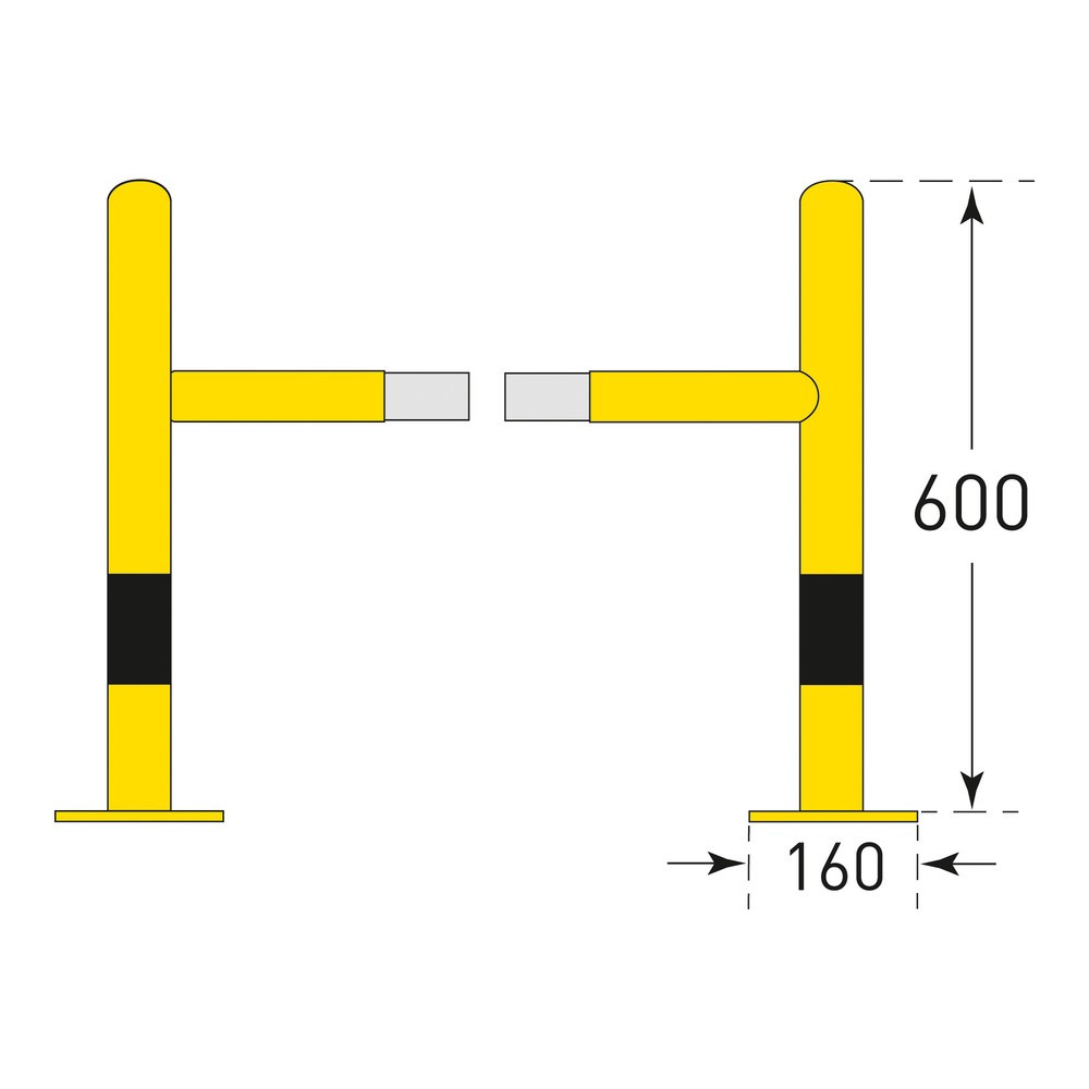 N° de l'image du produit 4 : Protection anticollision pour colonnes MORAVIA, usage extérieur, galvanisée à chaud, hauteur 600 mm, pour dimensions de colonnes (l x P) 400 x 400 mm