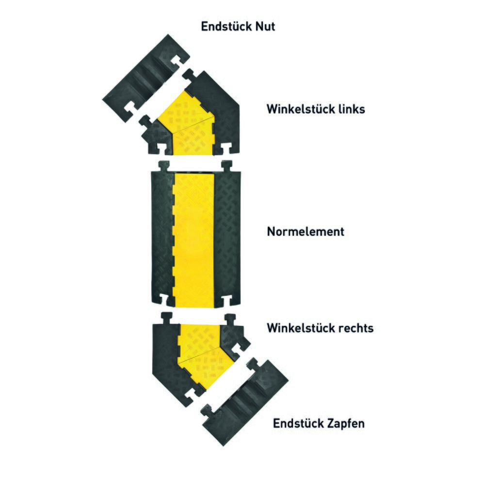 N° de l'image du produit 4 : Protège-câble avec 5 logements, enfichable, HxlxP 50 x 900 x 500 mm, noir/jaune