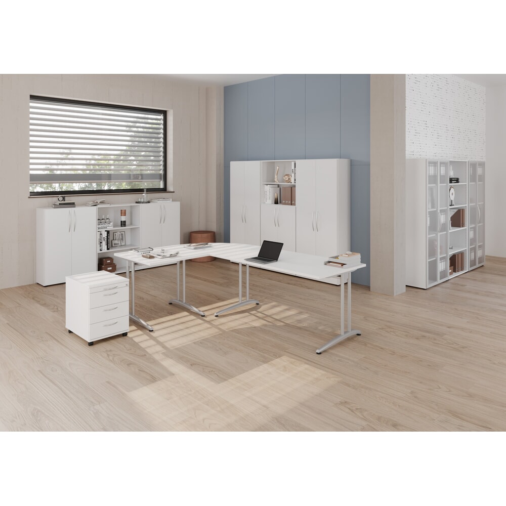 Číslo obrázku produktu 3: Kancelářský psací stůl Hammerbacher Akzent , rám s C noha , v x Š x H 740 x 1 600 x 800 mm, šedý