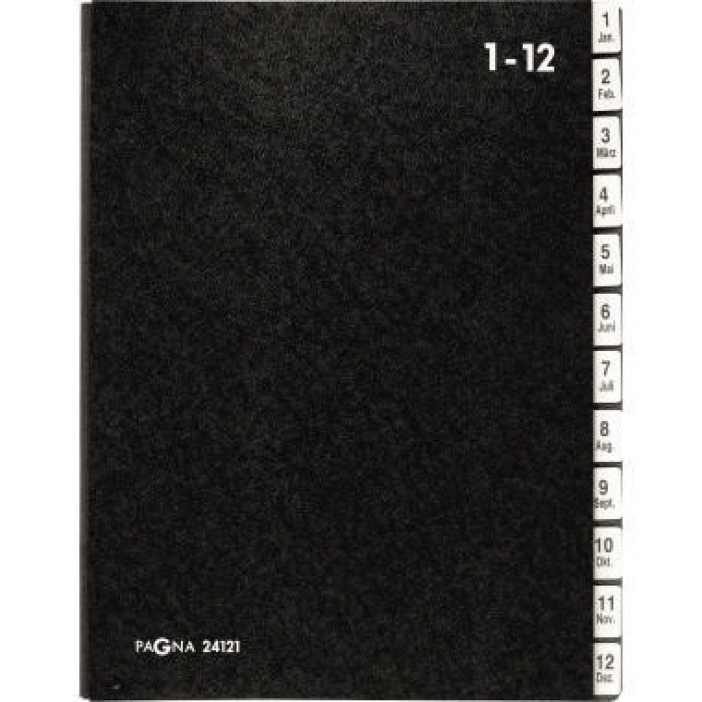 Produktabbildung: PAGNA Pultordner 24121-04 DIN A4 1-12/Jan-Dez 12Fächer Hartpappe sw
