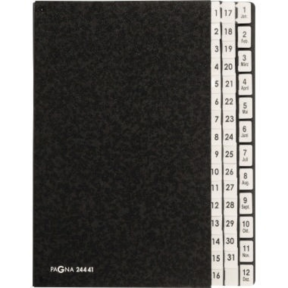 Produktabbildung: PAGNA Pultordner 24441-04 DIN A4 1-31/1-12 44Fächer Hartpappe sw