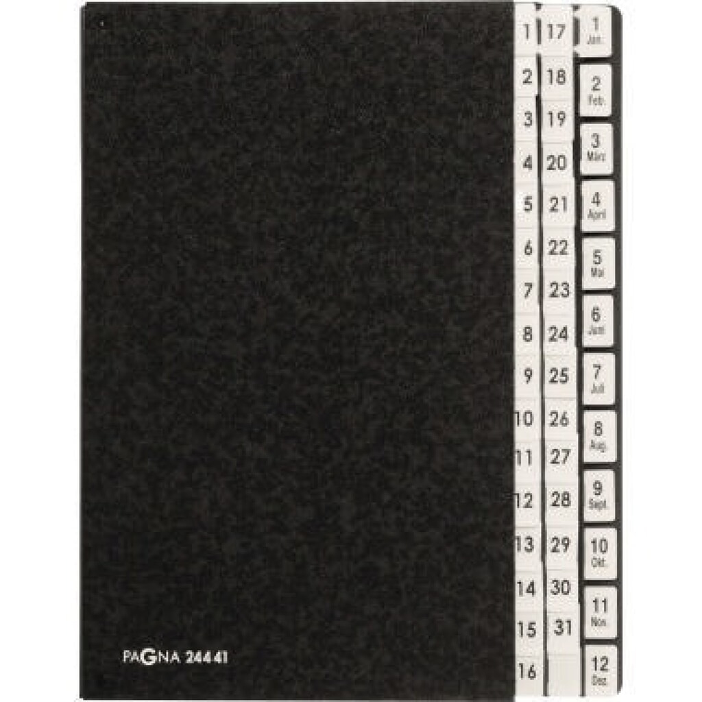 Produktabbildung: PAGNA Pultordner 24441-04 DIN A4 1-31/1-12 44Fächer Hartpappe sw