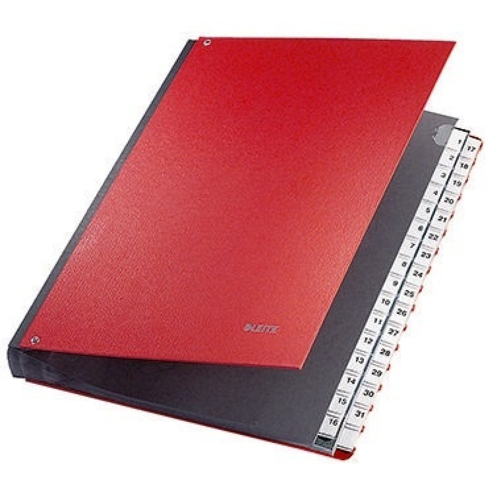Produktabbildung Nr. 1: Leitz Pultordner 59310025 DIN A4 1-31 32Fächer Graupappe rot