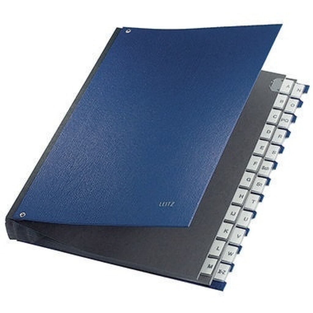 Leitz Pultordner 59240035 DIN A4 A-Z 24Fächer Graupappe blau Produktabbildung: Leitz Pultordner 59240035 DIN A4 A-Z 24Fächer Graupappe blau