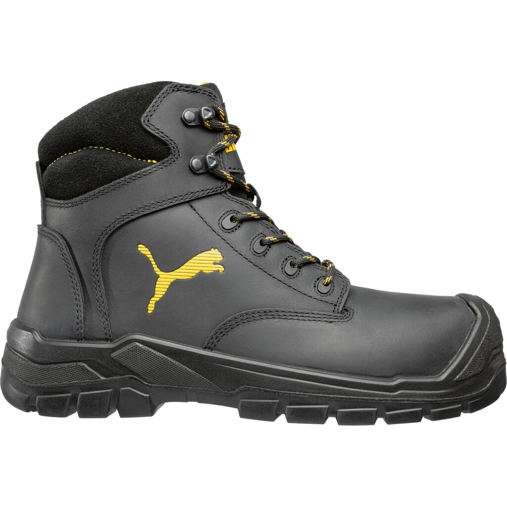 Produktabbildung: PUMA® Sicherheitsstiefel Borneo BLACK MID S3 HRO SRC Größe 43, schwarz/grau
