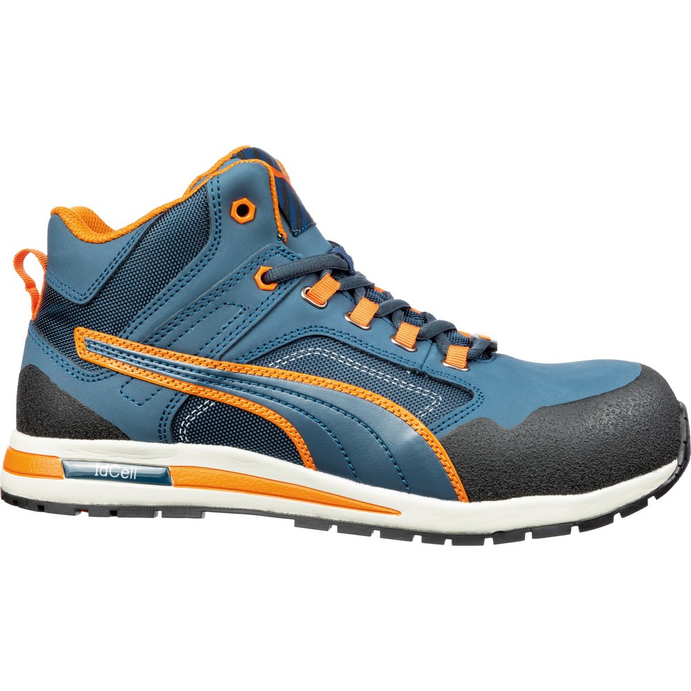 Produktabbildung: PUMA® Sicherheitsstiefel Crosstwist MID S3 HRO SRC Größe 47, blau/orange