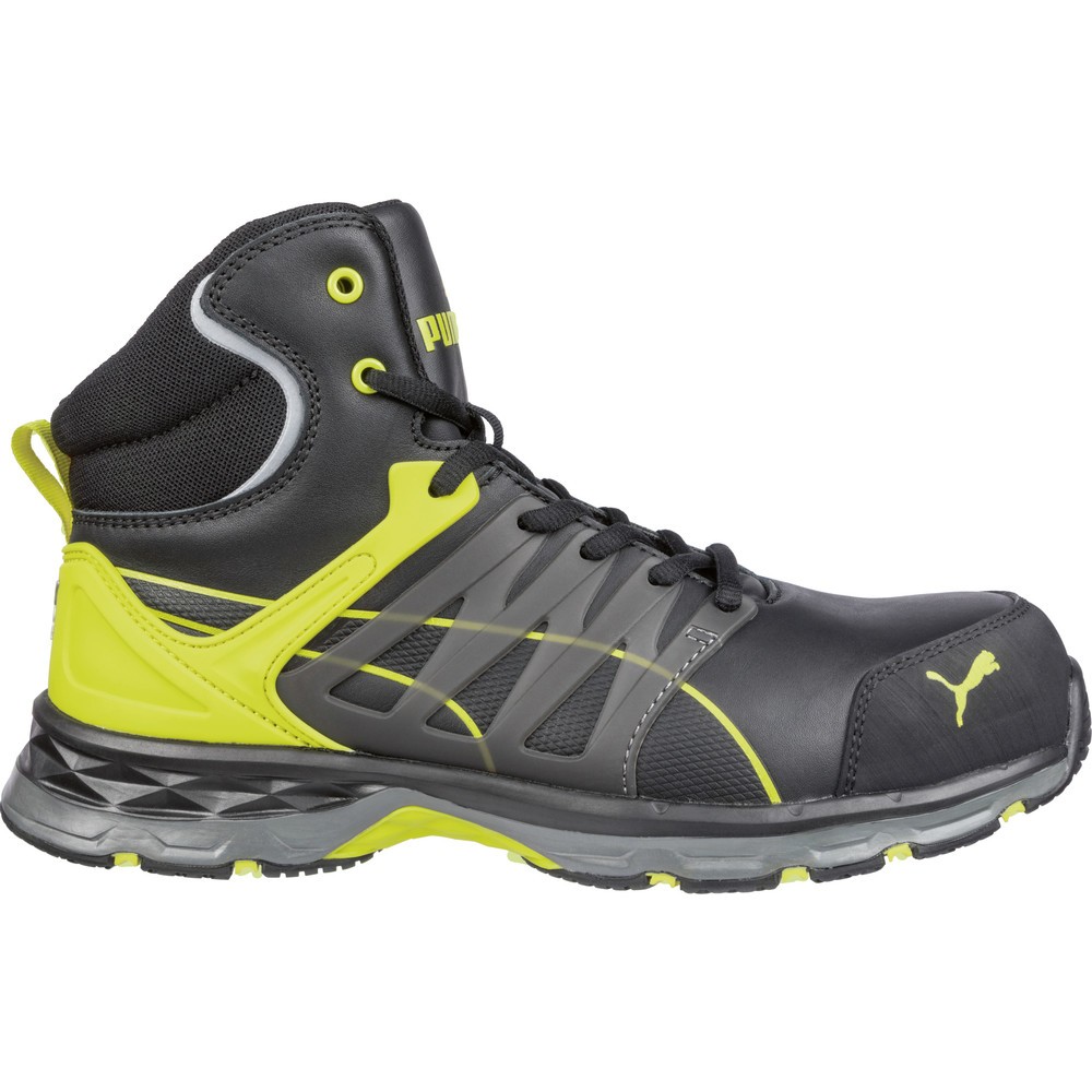 Produktabbildung: PUMA® Sicherheitsstiefel Velocity 2.0 YELLOW MID S3 ESD HRO SRC Größe 46, schwarz/gelb