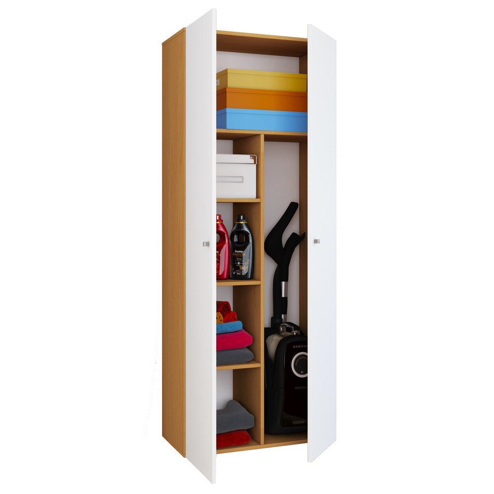 Produktabbildung: VCM Putzmittelschrank Vandol II, mit Türen, Buche/weiß