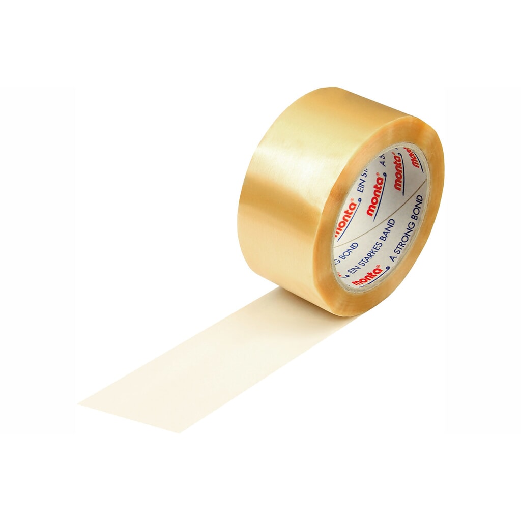 Produktabbildung: PVC-Klebeband, 50mm breit x 66 lfm - 54 µ,leise, transparent, monta 201,geprägt
